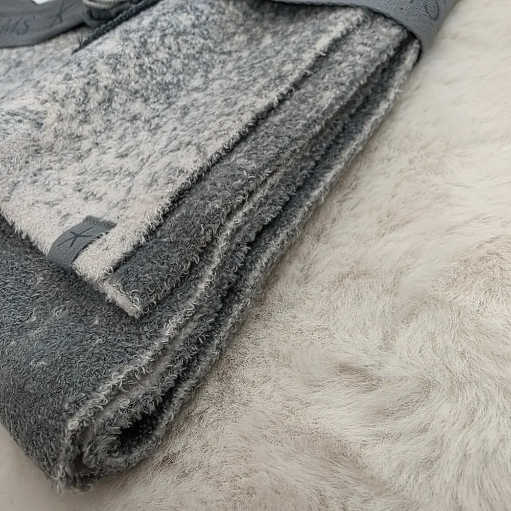 Barefoot Dreams CozyChic Lite Confetti Scarf Beanie Set Smokey Green Gray NWT